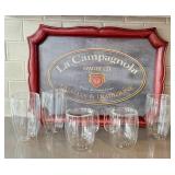 LR - VIETRI La Campagnola Spaghetti Tray with Bodum & Zwilling Glass Tumblers