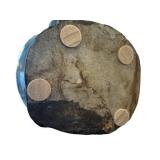 K - Stone Buddha Head Sculpture - Kannon Bodhisattva on Wooden Base