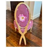Chairs - Set of 6 Pink Custom Floral Upholstered Dining Chairs with Gold Legs