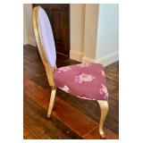 Chairs - Set of 6 Pink Custom Floral Upholstered Dining Chairs with Gold Legs
