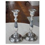 Vintage International Sterling Weighted Candle Holders - 9-Inch Pair