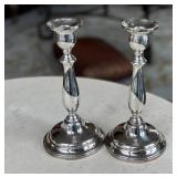Vintage International Sterling Weighted Candle Holders - 9-Inch Pair