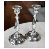 Vintage International Sterling Weighted Candle Holders - 9-Inch Pair