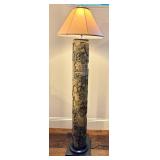 Vintage Wallpaper Roller Floor Lamp - 67 in Tall Bark-Pattern Column