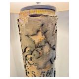 Vintage Wallpaper Roller Floor Lamp - 67 in Tall Bark-Pattern Column