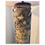 Vintage Wallpaper Roller Floor Lamp - 67 in Tall Bark-Pattern Column