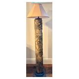 Vintage Wallpaper Roller Floor Lamp - 67 in Tall Bark-Pattern Column