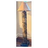 Vintage Wallpaper Roller Floor Lamp - 67 in Tall Bark-Pattern Column