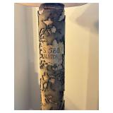 Vintage Wallpaper Roller Floor Lamp - 67 in Tall Bark-Pattern Column