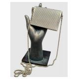 Silver Metal Mesh Clutch Bag with Ball-Chain Strap