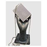 Silver Metal Mesh Clutch Bag with Ball-Chain Strap
