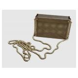 Silver Metal Mesh Clutch Bag with Ball-Chain Strap