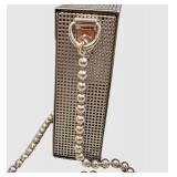 Silver Metal Mesh Clutch Bag with Ball-Chain Strap