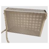 Silver Metal Mesh Clutch Bag with Ball-Chain Strap