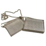 Silver Metal Mesh Clutch Bag with Ball-Chain Strap