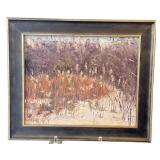FR - Original Abstract Landscape on Board - 12 x 11 in Framed