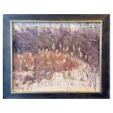 FR - Original Abstract Landscape on Board - 12 x 11 in Framed