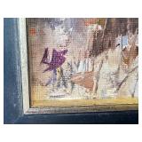 FR - Original Abstract Landscape on Board - 12 x 11 in Framed