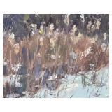 FR - Original Abstract Landscape on Board - 12 x 11 in Framed