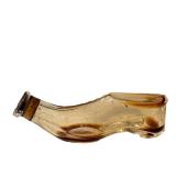 CF - Heliotrope Glass Shoe Bottle - Antique Perfume Flask, Label Intact