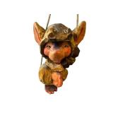 K1 - Wood Carved Troll Hanging Ornament - Rustic Folk Art Decor