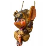 K1 - Wood Carved Troll Hanging Ornament - Rustic Folk Art Decor