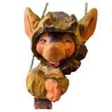 K1 - Wood Carved Troll Hanging Ornament - Rustic Folk Art Decor