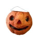 O - Vintage Paper Mache Pumpkin Head -Halloween Decor