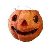 O - Vintage Paper Mache Pumpkin Head -Halloween Decor