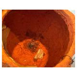 O - Vintage Paper Mache Pumpkin Head -Halloween Decor