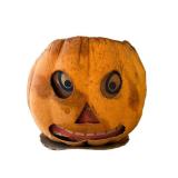 O - Vintage Paper Mache Pumpkin - Decorative Halloween Jack-O