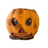 O - Vintage Paper Mache Pumpkin - Decorative Halloween Jack-O