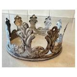 O - Decorative Metal Crown , Silver-Tone Mantel Accent