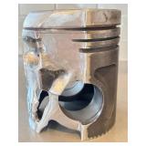 O - Artisan-Crafted Industrial Piston-Head Skull Sculpture