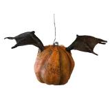 Artisan Pumpkin Figurine with Bat Wings - Hanging Ornament