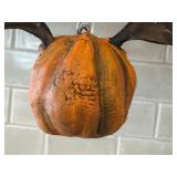 Artisan Pumpkin Figurine with Bat Wings - Hanging Ornament