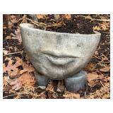 Concrete Face Planter - Smiling Mouth, 10.5 x 9.5 in