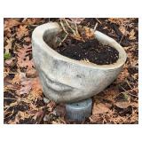 Concrete Face Planter - Smiling Mouth, 10.5 x 9.5 in