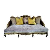 LR - Custom Sofa - Luxurious Fabric, Gold Carved Frame