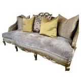 LR - Custom Sofa - Luxurious Fabric, Gold Carved Frame