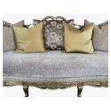 LR - Custom Sofa - Luxurious Fabric, Gold Carved Frame