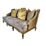 LR - Custom Sofa - Luxurious Fabric, Gold Carved Frame