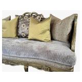 LR - Custom Sofa - Luxurious Fabric, Gold Carved Frame