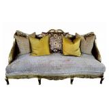 LR - Custom Sofa - Luxurious Fabric, Gold Carved Frame