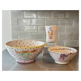 K - Amy Sabrina Pottery - 3-Piece Face Bowl & Vase Set (1999)