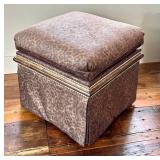 LR - Custom Leopard Print Upholstered Footstool on Castors