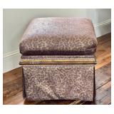 LR - Custom Leopard Print Upholstered Footstool on Castors