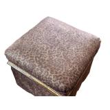 LR - Custom Leopard Print Upholstered Footstool on Castors