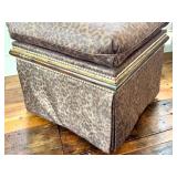 LR - Custom Leopard Print Upholstered Footstool on Castors