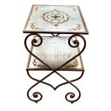 LR - Two-Tier Console Table with Reverse Painted Glass
